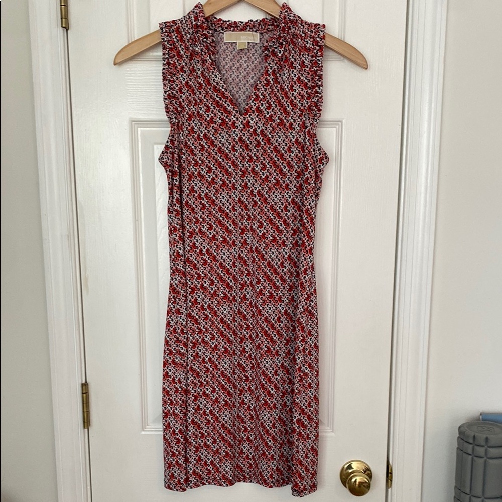 Micheal Kors Sleeveless Red Patterned Dress